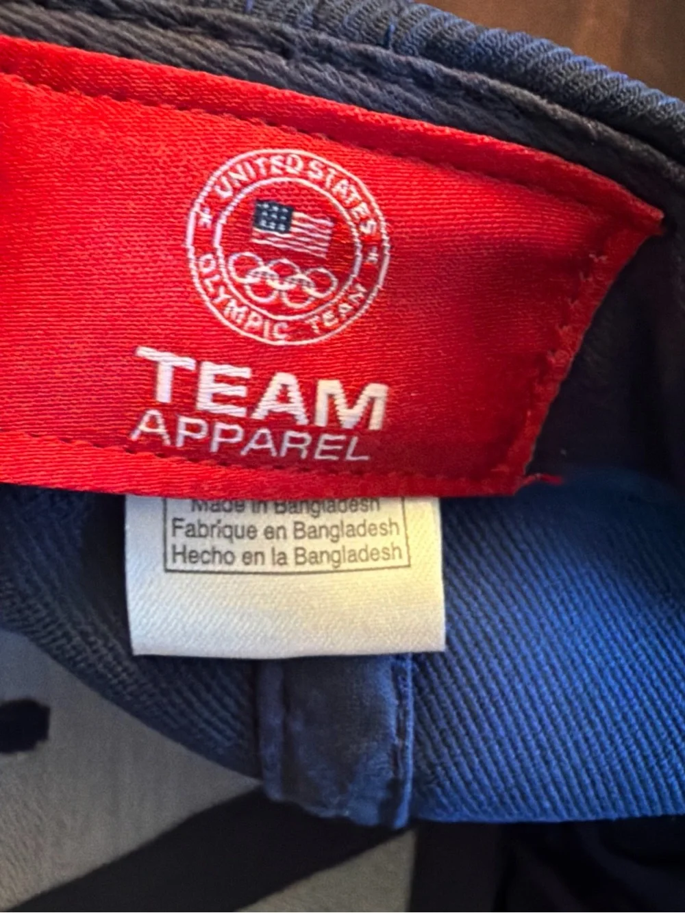 USA Olympic Team Apparel Adjustable Snap Back Hat Cap TEAM USA Navy Flag Rings